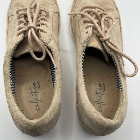 Clarks Women's Marie Mist Leather Lace-Up Shoes Sneakers Espadrilles Size‎ 7M - Picture 4 of 6